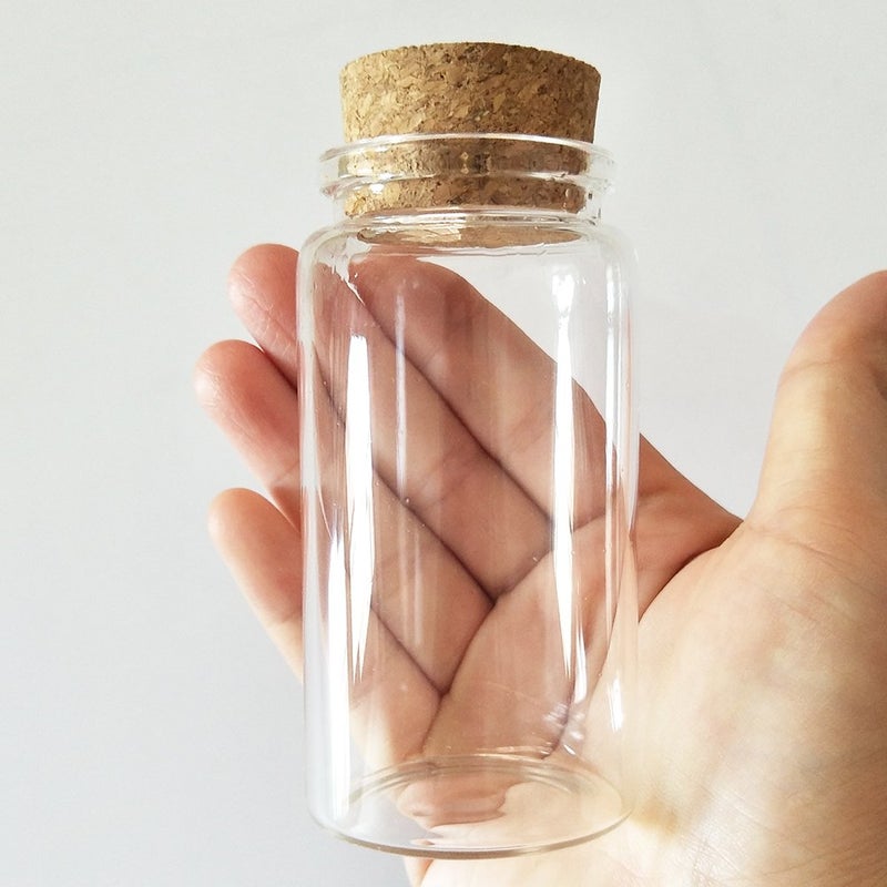 Luo House 3pcs 100ml Small Glass Bottles Vials Jars Glass with Cork Stopper Storage Bottle 100ml 47x90mm(1.85x3.54inch) - Image 1